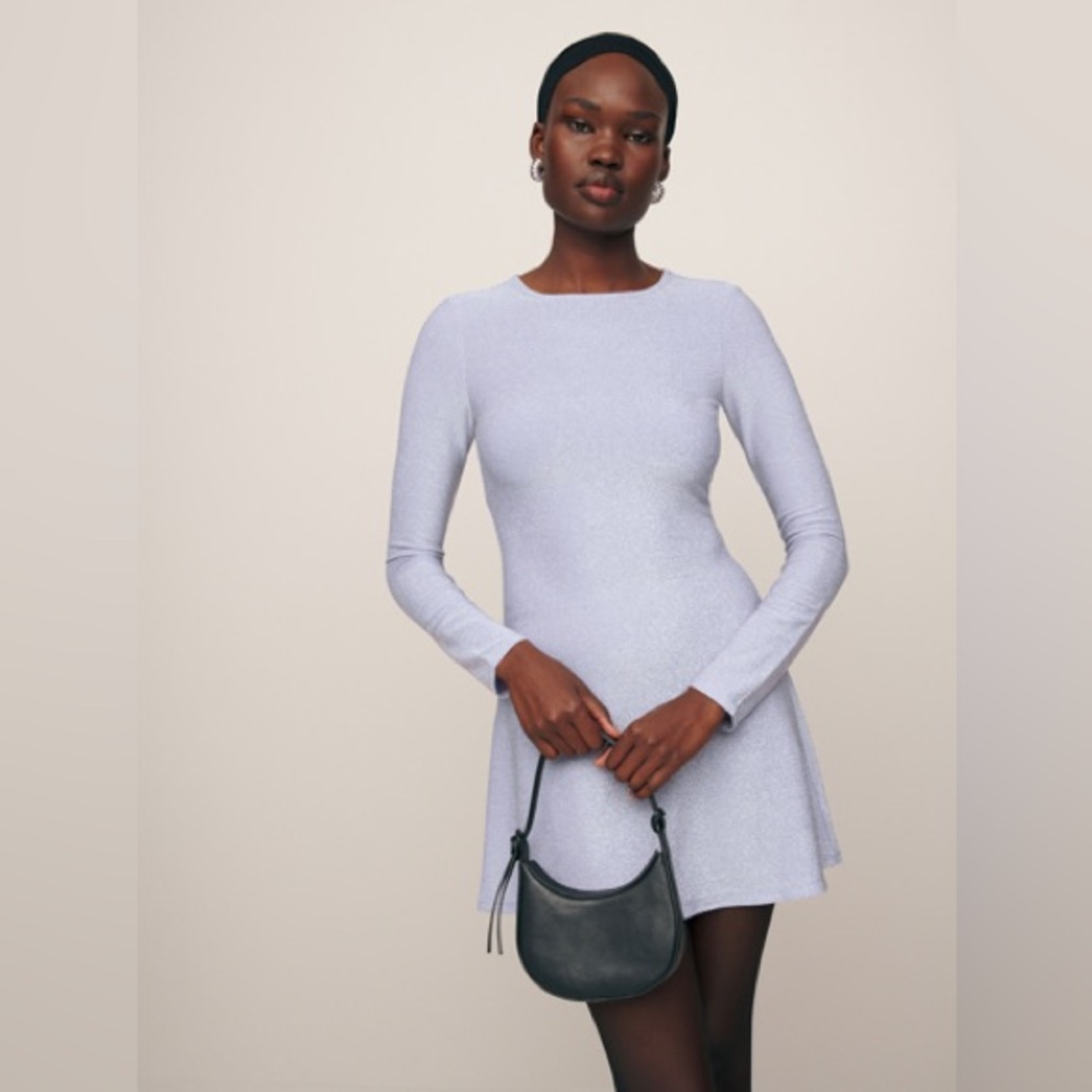 Reformation Esen Knit Dress In Lavender Sparkle